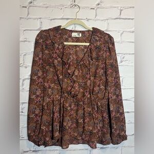 Everleigh Floral Long Sleeve Boho Top – Size Medium